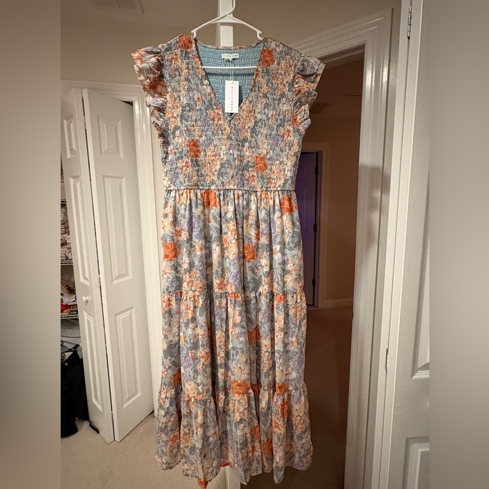 Baltic Born Floral Maxi Dress in Orange and Blue